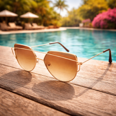 Дамски слънчеви очила авиатор Gold Sunset – златни с цветни стъкла и UV защита Дамски слънчеви очила авиатор Gold Sunset – златни с цветни стъкла и UV защита