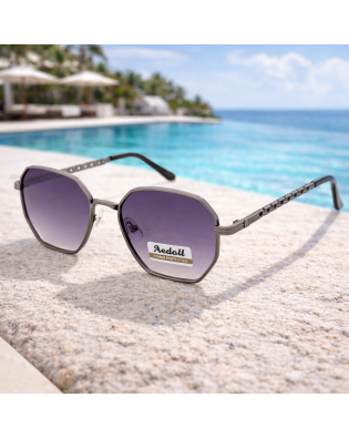 Дамски слънчеви очила с метална рамка и лилави стъкла – UV 400 защита