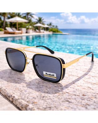 Дамски слънчеви очила геометрични Gold Black – златни с тъмни стъкла и UV защита