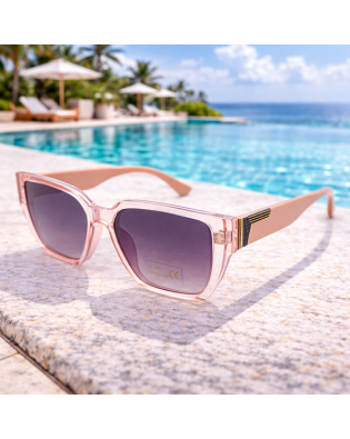 Нежни дамски слънчеви очила в розово с лилави стъкла – UV 400 защита Нежни дамски слънчеви очила в розово с лилави стъкла – UV 400 защита