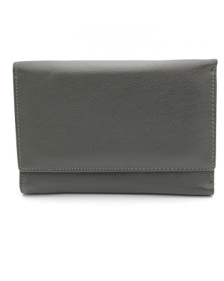 Дамско портмоне естествена кожа с много отделения за карти тъмно зелено Дамско портмоне естествена кожа с много отделения за карти тъмно зелено