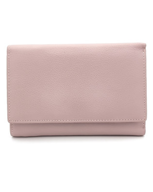 Дамско портмоне с много отделения за карти розово естествена кожа Дамско портмоне с много отделения за карти розово естествена кожа