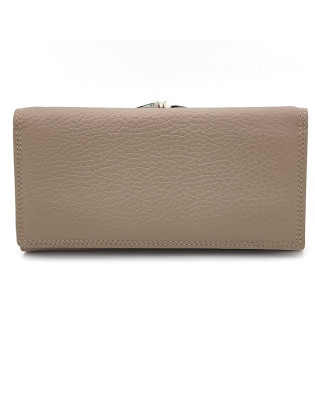 Дамски портфейл бежов с магнитно закопчаване от естествена кожа Дамски портфейл бежов с магнитно закопчаване от естествена кожа