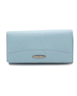 Портмоне от естествена кожа с магнитно закопчаване и монетник светло синьо Портмоне от естествена кожа с магнитно закопчаване и монетник светло синьо