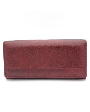 Дамско портмоне от естествена кожа с няколко отделения за банкноти бордо Дамско портмоне от естествена кожа с няколко отделения за банкноти бордо
