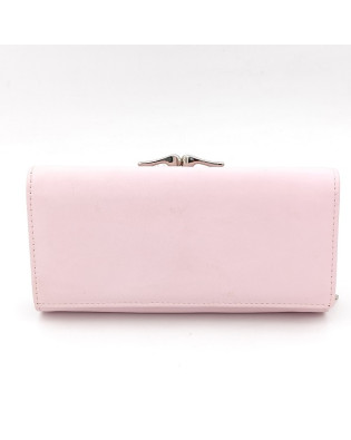 Дамско портмоне от естествена кожа с външен монетник розово