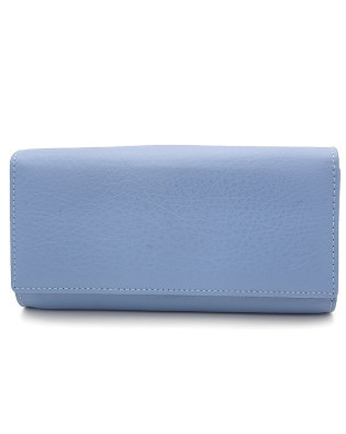 Дамско портмоне от естествена кожа много отделения за карти синьо