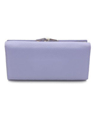 Дамско портмоне от естествена кожа с външен монетник лилаво