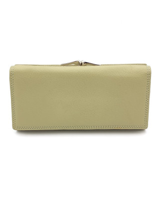 Дамско портмоне от естествена кожа с външен монетник светло зелено