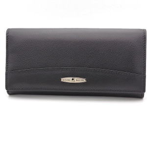 Черен дамски портфейл от естествена кожа с магнитно закопчаване KOCHI
