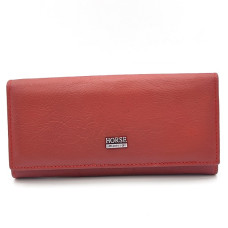 Червено дамско портмоне HORSE от естествена кожа с клипс за монети Червено дамско портмоне HORSE от естествена кожа с клипс за монети