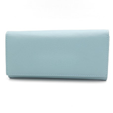 Дамски портфейл изчистен модел с магнитно закопчаване- Естествена кожа в светло синьо Дамски портфейл изчистен модел с магнитно закопчаване- Естествена кожа в светло синьо