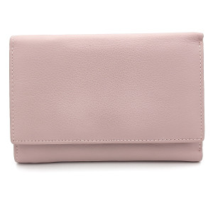 Дамско портмоне с много отделения за карти розово естествена кожа Дамско портмоне с много отделения за карти розово естествена кожа