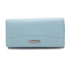 Дамско портмоне от естествена кожа с магнитно закопчаване и монетник светло синьо Дамско портмоне от естествена кожа с магнитно закопчаване и монетник светло синьо