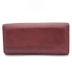 Дамско портмоне от естествена кожа с няколко отделения за банкноти бордо Дамско портмоне от естествена кожа с няколко отделения за банкноти бордо