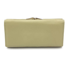 Дамско портмоне от естествена кожа с външен джоб за стотинки светло зелено