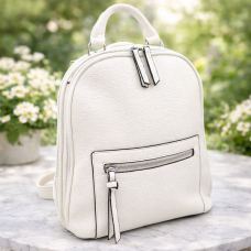 Бяла дамска раница с две прегради – чанта и раница 2 в 1