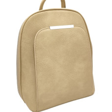 Бежова раница 2 в 1 от еко кожа – твърд модел с метална лайсна