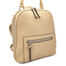 Бежова дамска раница с две прегради от еко кожа