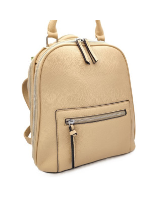 Бежова дамска раница с две прегради от еко кожа Бежова дамска раница с две прегради от еко кожа