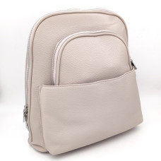 Дамска раница еко кожа – кремаво сив модел с преден джоб