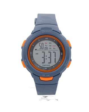 Детски електронен часовник в синьо и оранжево със силиконова каишка