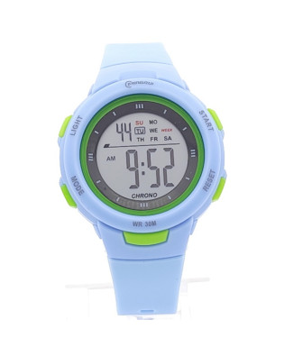 Детски часовник за момче електронен в светло синьо и зелено