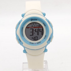 Електронен детски часовник в бяло и синьо с аларма Електронен детски часовник в бяло и синьо с аларма