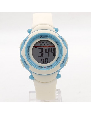 Електронен детски часовник в бяло и синьо с аларма