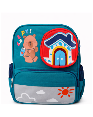 Детска раница за момче за градина с мече и къща