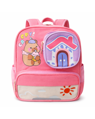 Детска раница за градина с мече и къщичка