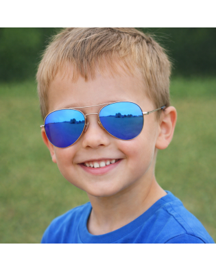 Детски слънчеви очила бъбрек със сини огледални стъкла и поляризация