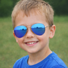 Детски слънчеви очила бъбрек със сини огледални стъкла и поляризация