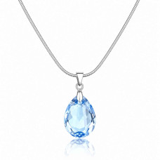 Колие Сваровски Aqua Shimmer – синя висулка капка от медицинска стомана