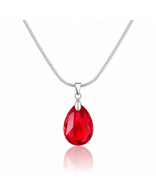 Колие Сваровски Scarlet – червена висулка капка и синджир от медицинска стомана