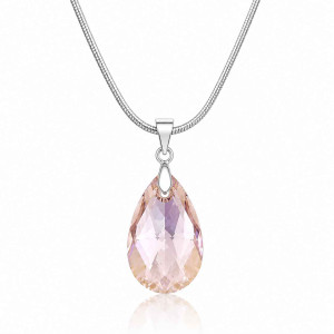 Колие Сваровски Light Amethyst Shimmer с розов кристал капка