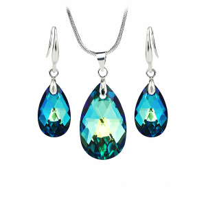 Бижута с кристали SWAROVSKI колие и обеци Drop Bermuda Blue