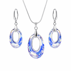 Комплект с кристали SWAROVSKI обеци и колие Helios 6040/30/20+AB