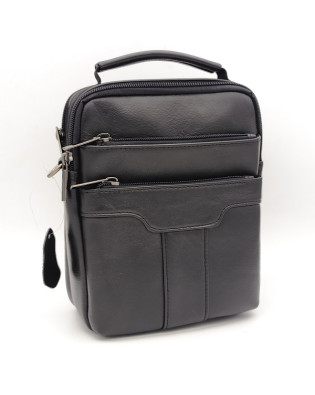 Мъжка чанта от естествена кожа за през рамо черна с много отделения Мъжка чанта от естествена кожа за през рамо черна с много отделения
