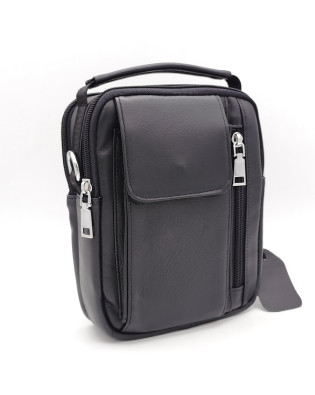 Мъжка чанта от естествена кожа с капаче и цип – компактна чанта за през рамо