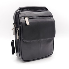 Мъжка чанта за през рамо и колан от естествена кожа с капак и джобове