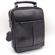 Мъжка чанта за през рамо от естествена кожа с две отделения и ципове