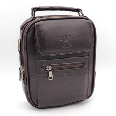 Мъжка чанта за през рамо Will Polo кафява от еко кожа с джоб за телефон