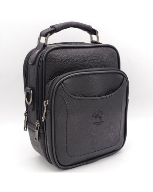 Мъжка чанта от висококачествена еко кожа с обемен преден джоб и два ципа