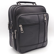 Мъжка чанта с три предни ципа и две отделения  в черно