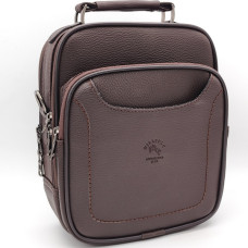 Голяма мъжка чанта за през рамо Will Polo кафява от еко кожа с две отделения