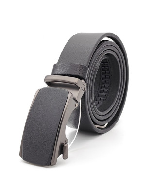 Мъжки колан от естествена кожа в черно с автоматична катарама матирана