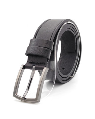 Класически колан черен с декоративен шев