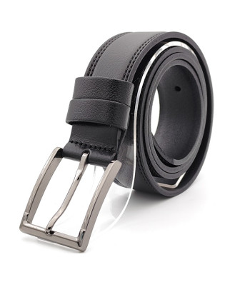 Класически колан с двоен шев черен, мъжки