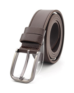 Мъжки колан кафяв от естествена кожа с декоративен шев